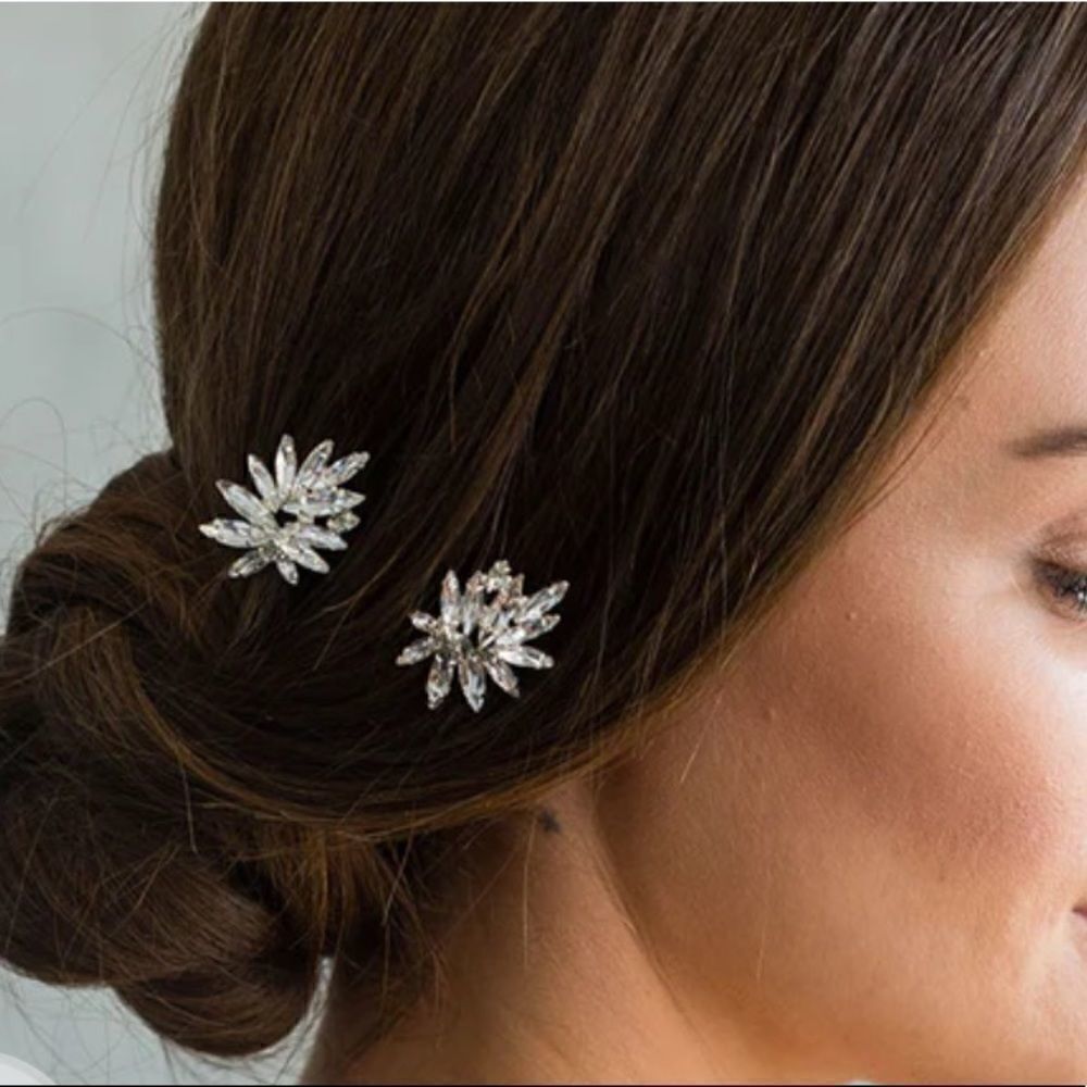 Brides And Hairpins Silver Plated Emrata Set of Two Pins Wedding Accessories New